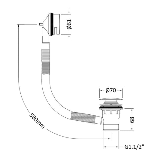 Nuie Easyclean Sprung Plug Bath Wst Min OF (Chrome) - Brandnew Bathroom