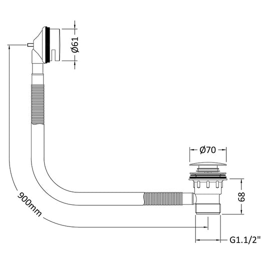 Nuie Inset Bath Push Button Waste (Chrome) - Brandnew Bathroom