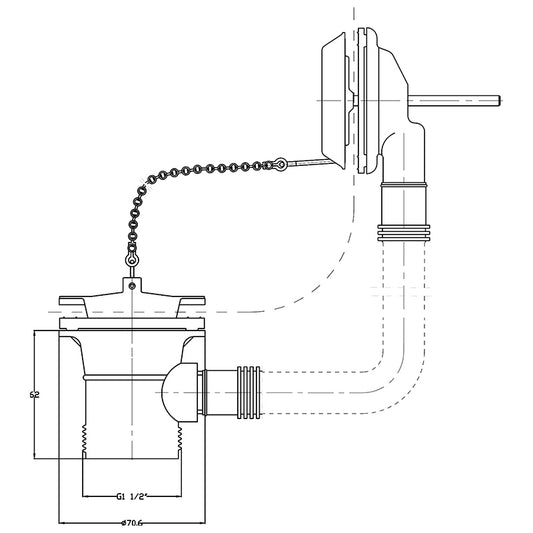 Nuie Retainer Bath Waste Brass & Ball Chain (Chrome) - Brandnew Bathroom