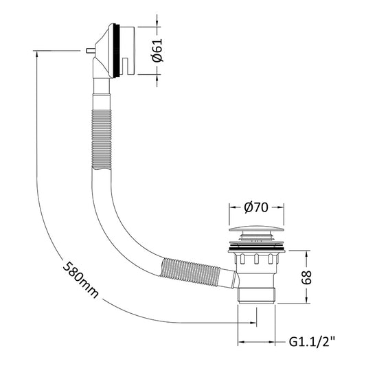 Nuie Wastes & Extras Click Clack Bath Waste With Easyclean Removable Grid (Brushed Pewter) - Brandnew Bathroom