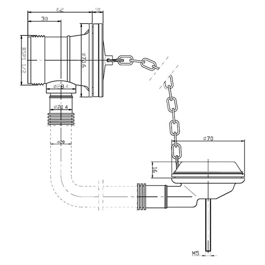 Nuie Extended Retainer Bath Waste & Overflow (Chrome) - Brandnew Bathroom