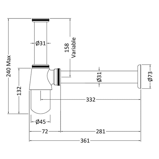 Nuie Basin Bottle Trap (Chrome) - Brandnew Bathroom