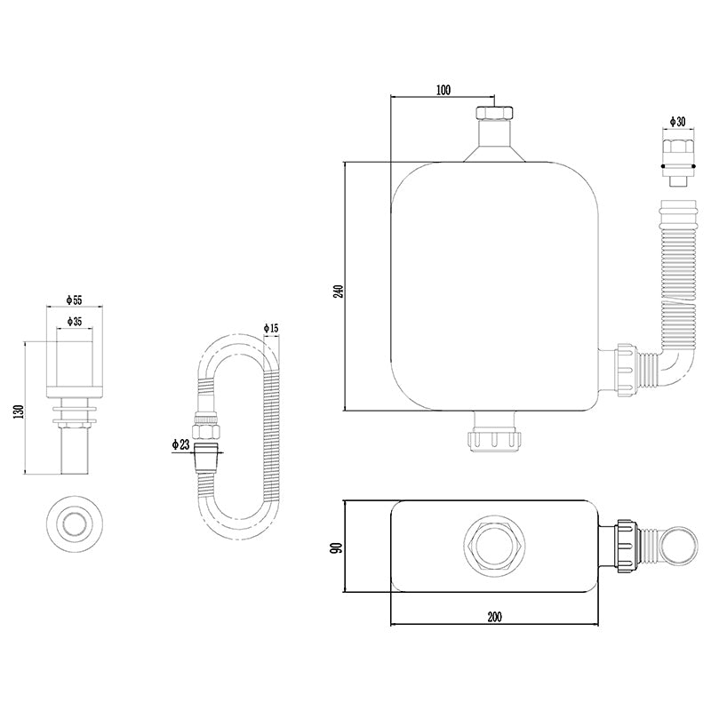 Nuie Wastes & Extras Deck Shower Kit (Chrome) - Brandnew Bathroom