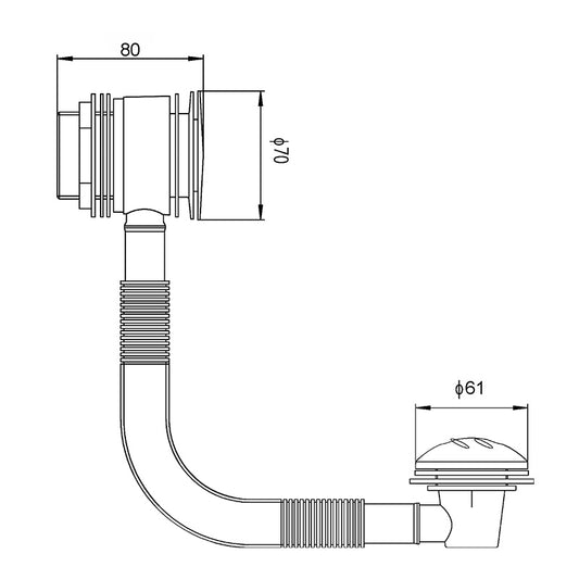 Nuie Wastes & Extras Push Button Bath Waste (Chrome) - Brandnew Bathroom