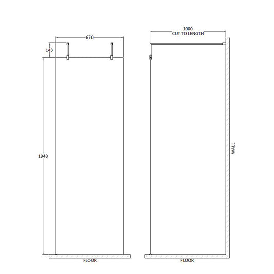 Nuie Wetroom Screen With Arms and Feet (Polished Chrome, 3 sizes) - Brandnew Bathroom