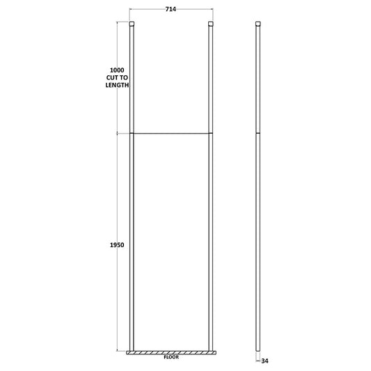 Nuie Wetroom Screen With Ceiling Post (Polished Chrome, 3 sizes) - Brandnew Bathroom