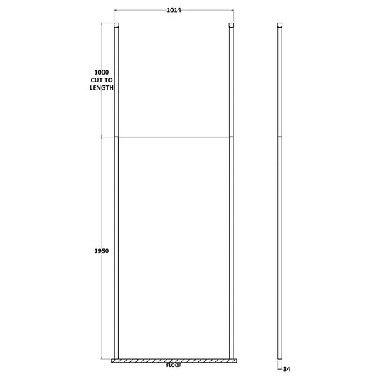 Nuie Wetroom Screen With Ceiling Post (Polished Chrome, 4 sizes) - Brandnew Bathroom