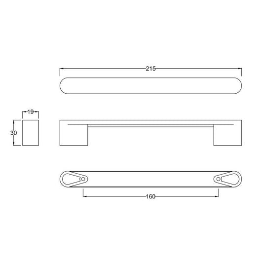 Nuie Furniture Handles Rounded D Handle Centres (1 size, Chrome) - Brand New Bathrooms