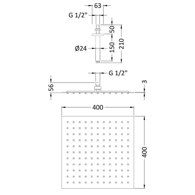 Hudson Reed Fixed Shower Heads Fixed Head (2 styles, Chrome) - Brandnew Bathroom