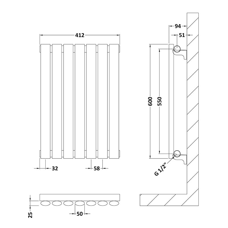 Nuie Horizontal Panel Radiator (2 types, Gloss White) - Brand New Bathrooms