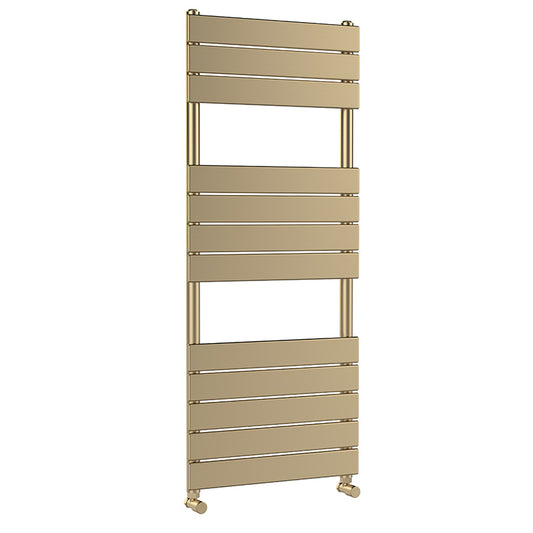 Nuie Piazza Square Flat Towel Radiator (2 sizes, Brushed Brass) - Brand New Bathrooms