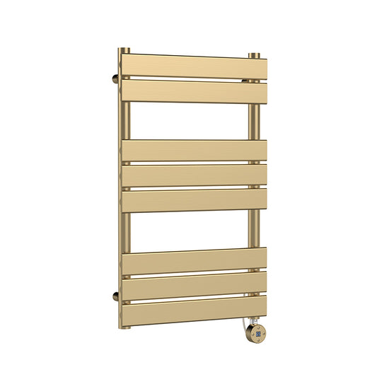 Nuie Electric Square Flat Towel Radiator (2 sizes, Brushed Brass) - Brand New Bathrooms