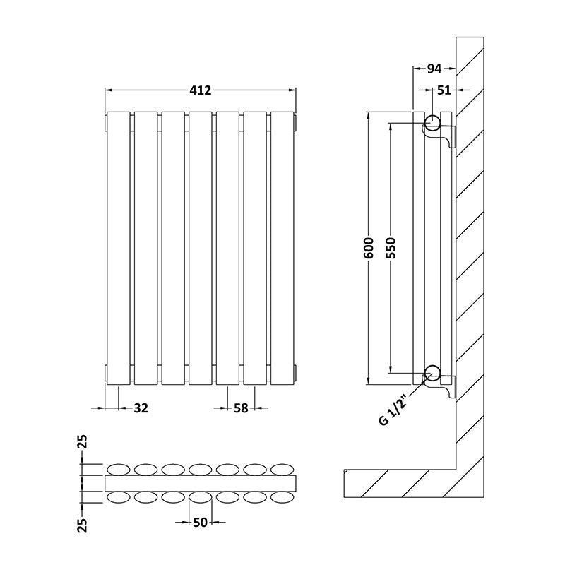 Nuie Horizontal Revive Panel Radiator (2 types, Anthracite) - Brand New Bathrooms
