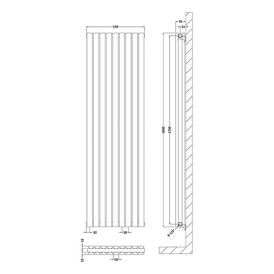Nuie Sloane Vertical Double Panel Radiator (1 size, Satin White) - Brand New Bathrooms