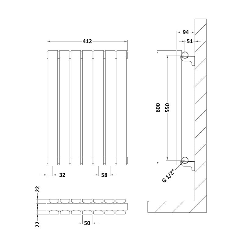 Nuie Sloane Horizontal Panel Radiator (1 size, Satin White) - Brand New Bathrooms
