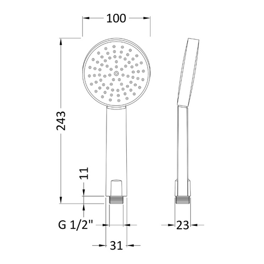 Nuie Shower Accessories Single Function Water Saving Handset (1 size, Chrome) - Brand New Bathrooms