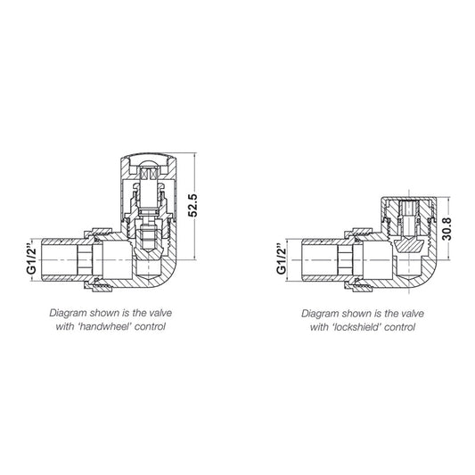 Nuie Radiator Valves Corner Radiator Valve Pack (Pairs) (1 size, Chrome) - Brand New Bathrooms