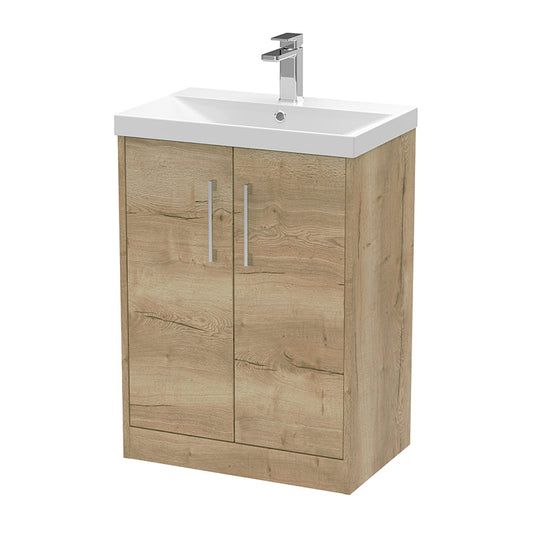 Hudson Reed Juno Floor Standing Double Door 600mm Vanity & Thin-Edge 1 Tap Hole Basin (1 size, 3 colours) - Brand New Bathrooms