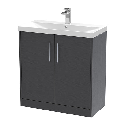 Hudson Reed Juno Floor Standing Double Door 800mm Vanity & Thin-Edge 1 Tap Hole Vitreous China Basin (1 size, 5 colours) - Brand New Bathrooms