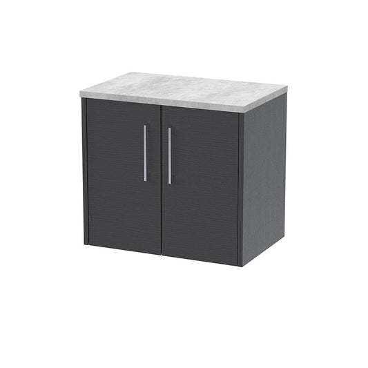 Hudson Reed Juno Wall Hung Double Door 600mm Vanity & Grey Laminate Top (1 size, 5 colours) - Brand New Bathrooms