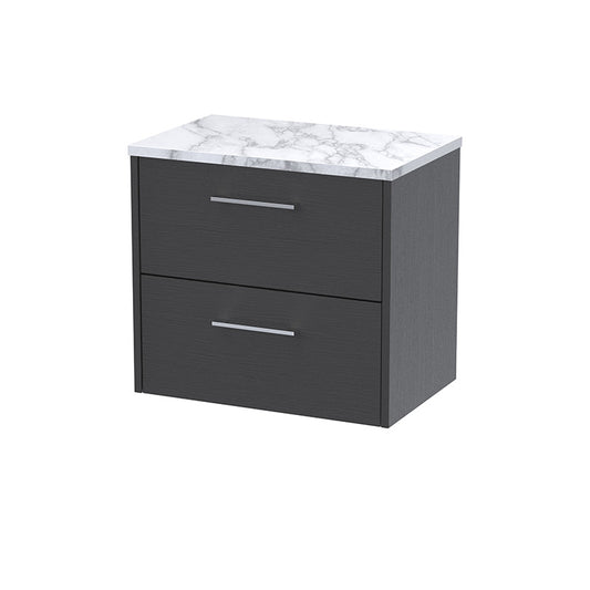 Hudson Reed Juno Wall Hung Double Drawer 600mm Vanity & Laminate Worktop (1 size, 5 colours) - Brand New Bathrooms