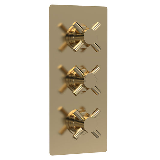 Hudson Reed Tec Crosshead Thermostatic Shower Valve (2 sizes, Brushed Brass) - Brandnew Bathroom