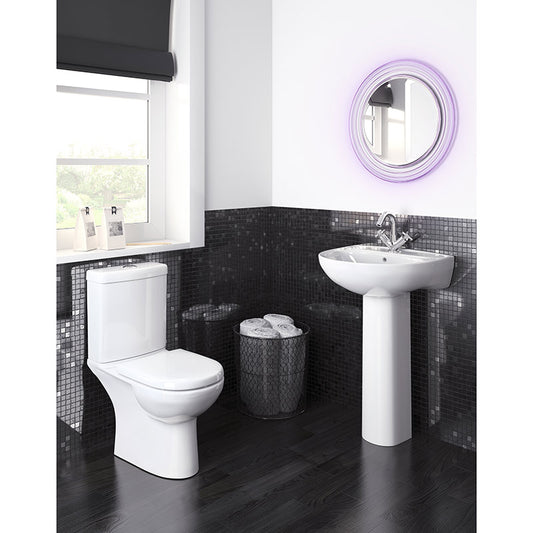 Nuie Lawton Close Coupled WC Toilet Pan & Cistern (1 size, White) - Brand New Bathrooms