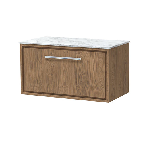 Hudson Reed Lille Wall Hung Single Drawer 800mm Vanity with Marble Worktop (1 size, 3 colours) - Brand New Bathrooms