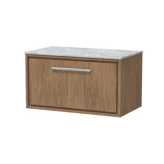 Hudson Reed Lille Wall Hung Single Drawer 800mm Vanity with Marble Worktop (1 size, 3 colours) - Brand New Bathrooms