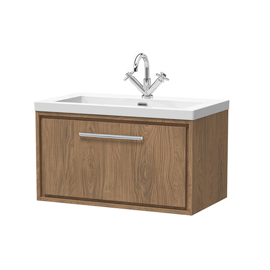 Hudson Reed Lille Wall Hung Single Drawer 800mm Vanity with 1 tap hole Fireclay Basin (1 size, 3 colours) - Brand New Bathrooms