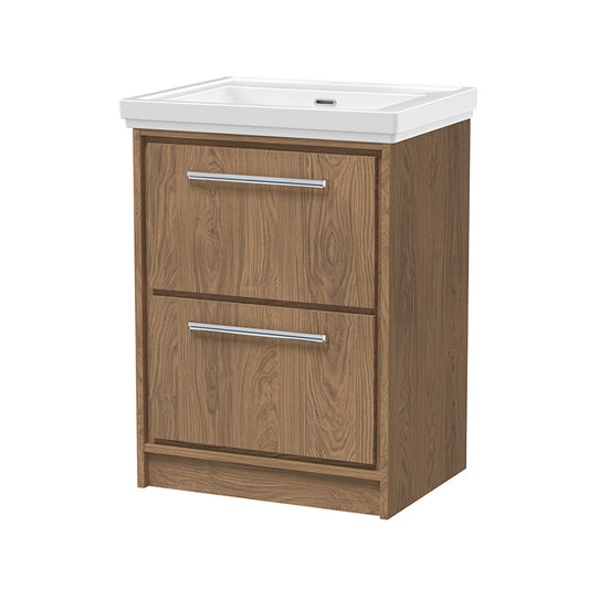 Hudson Reed Lille Floor Standing Double Drawer Vanity with Fireclay Basin (1 size, 3 colours) - Brand New Bathrooms
