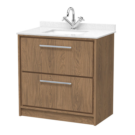 Hudson Reed Lille Floor Standing Double Drawer 800mm Vanity with Marble Worktop Underslung Basin (1 size, 3 colours) - Brand New Bathrooms