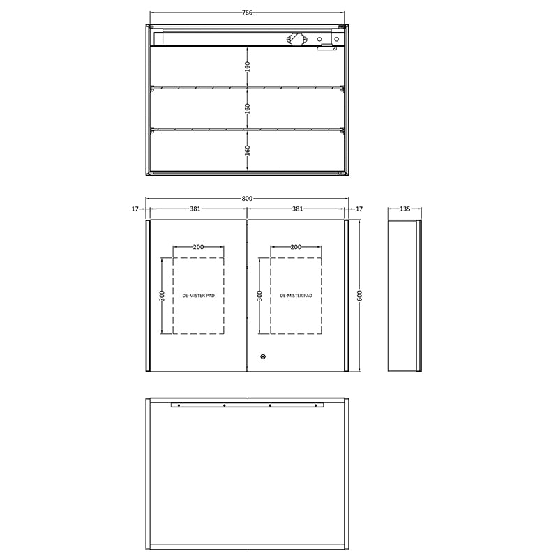 Nuie Leda 800mm Mirror Cabinet (Glass) - Brandnew Bathroom