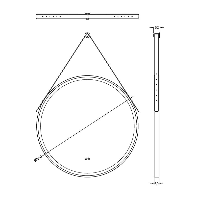 Nuie Salana 800mm Round Touch Sensor Illuminated Mirror (3 colours) - Brandnew Bathroom