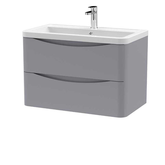 Nuie Lunar Wall Hung 2 Drawer Unit & Ceramic Basin (1 size, 5 colours) - Brand New Bathrooms