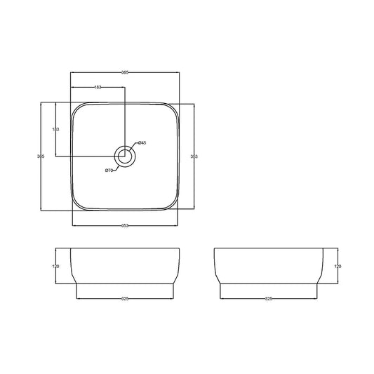 Nuie Square Vessel Basin (1 size, White) - Brand New Bathrooms