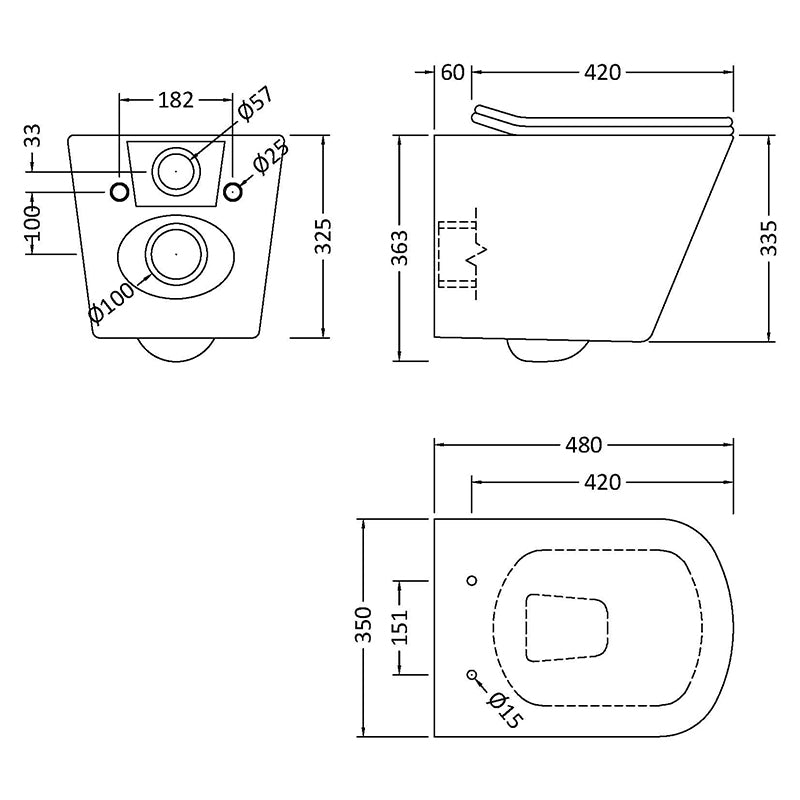 Nuie Ava Wall Hung Toilet Pan & Soft Close Seat (1 size, White) - Brand New Bathrooms