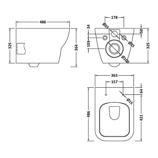 Nuie Ava Wall Hung Toilet Pan & Soft Close Seat (1 size, White) - Brand New Bathrooms