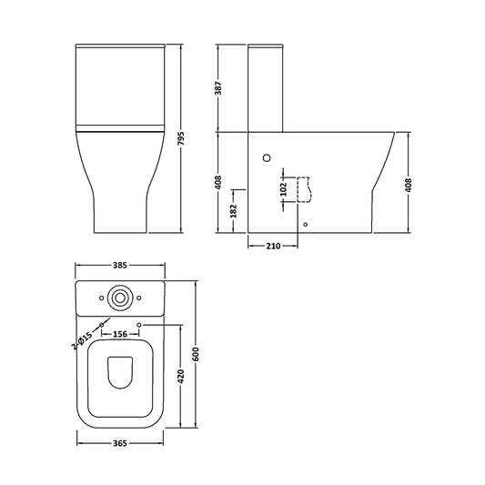 Nuie Ava Flush Rimless Toilet Pan, Cistern & Soft Close Seat (1 size, White) - Brand New Bathrooms