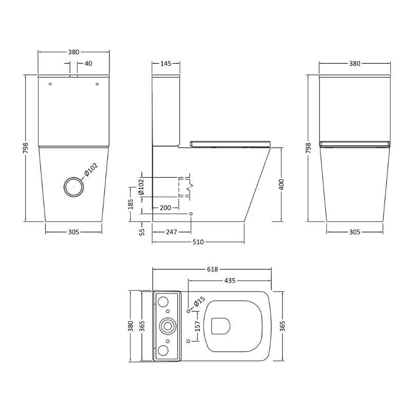 Nuie Ava Toilet Pan, Cistern & Seat (1 size, White) - Brand New Bathrooms
