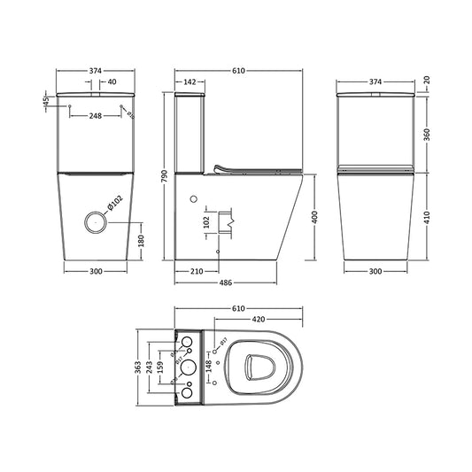 Nuie Freya Toilet Pan, Cistern & Seat (1 size, White) - Brand New Bathrooms