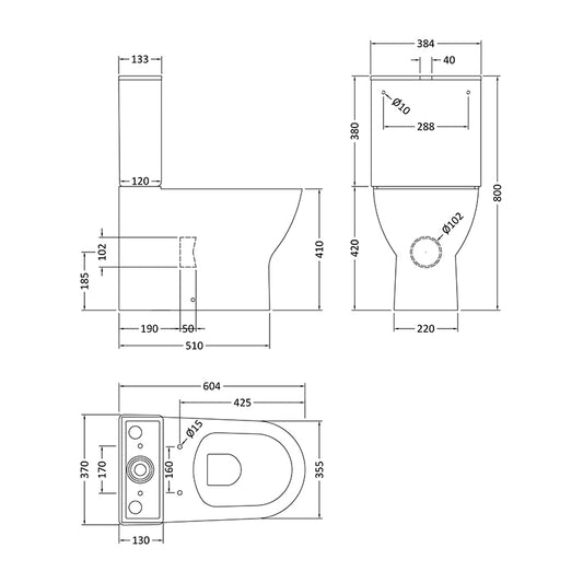Nuie Freya Toilet Pan, Cistern & Seat (1 size, White) - Brand New Bathrooms