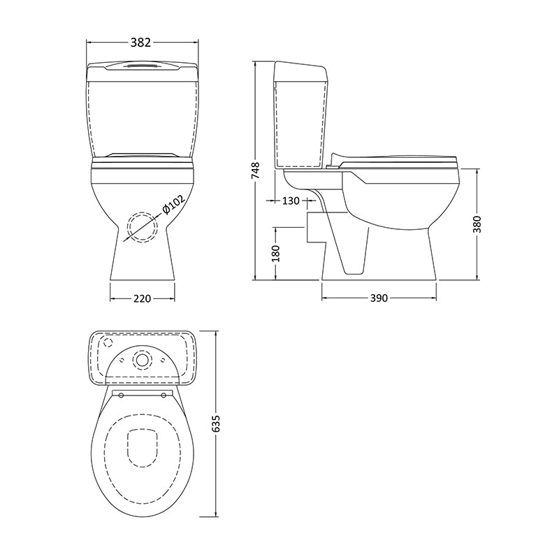 Nuie Melbourne Toilet Pan, Seat & Cistern (1 size, White) - Brand New Bathrooms