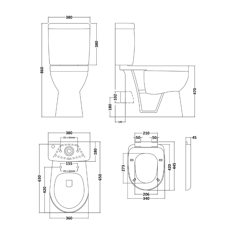 Nuie Doc M Pack Comfort Height Toilet Pan & Cistern (1 size, White) - Brand New Bathrooms