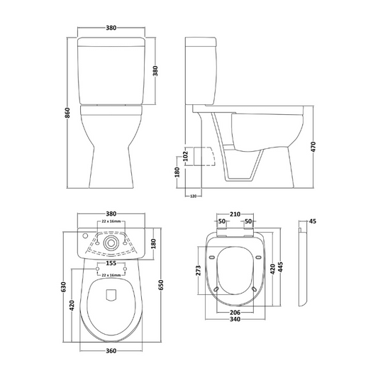 Nuie Doc M Pack Comfort Height Toilet Pan & Cistern (1 size, White) - Brand New Bathrooms