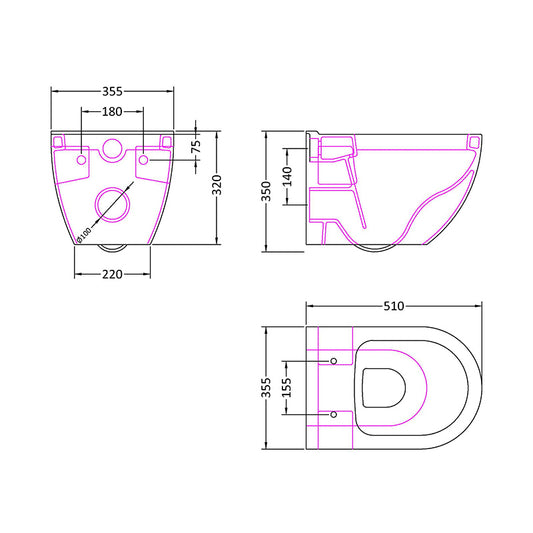 Nuie Provost Wall Hung Toilet Pan (1 size, White) - Brand New Bathrooms