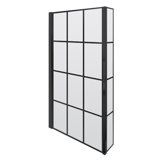 Nuie Square Black Framed Bath Screen With Fixed Return (1 Size, Black) - Brandnew Bathroom