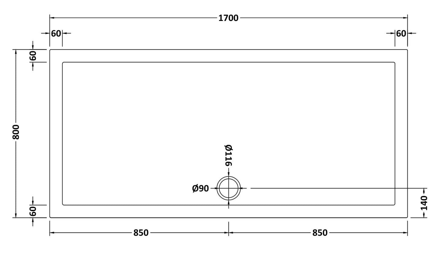 Nuie Slip Resistant Rectangular Slimline Shower Tray (4 sizes, White) - Brand New Bathrooms