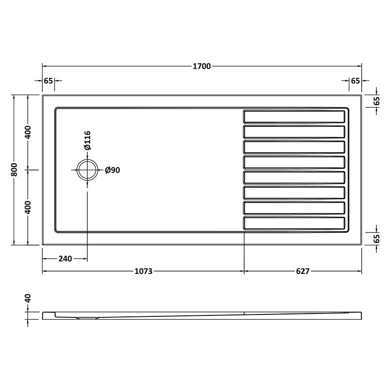 Nuie Slip Resistant Rectangular Walk-In Shower Tray (3 sizes, White) - Brandnew Bathroom