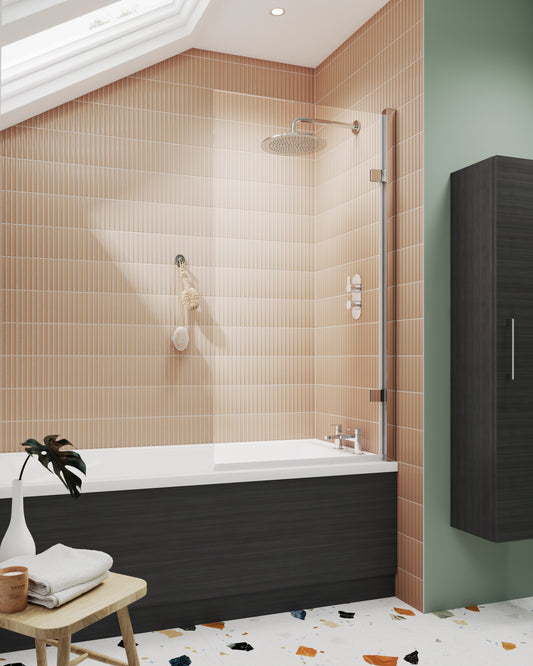 Brand New Bathrooms - Nuie Square Hinged Bath Screen (3 style, 3colours)